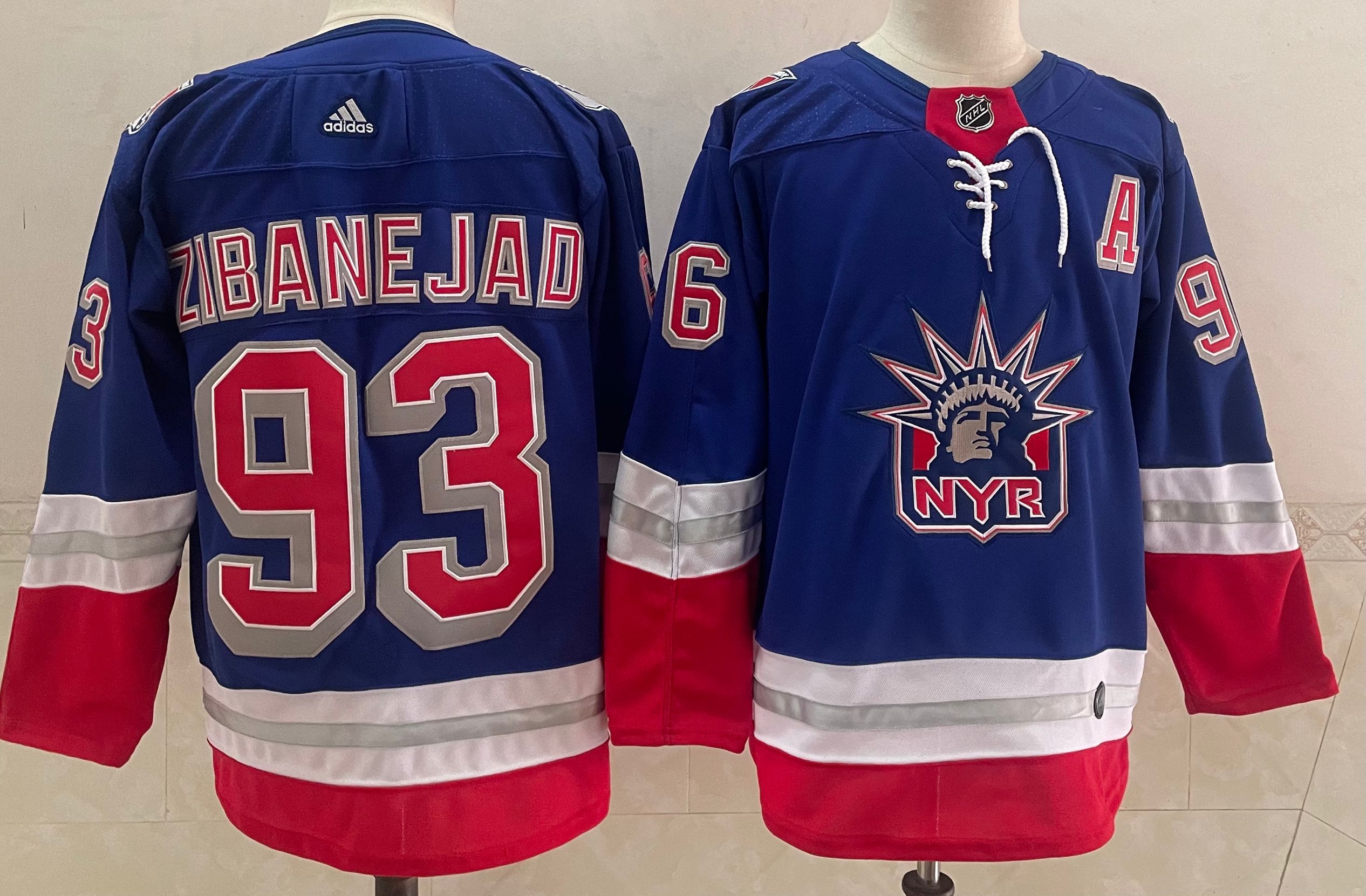 Cheap Men New York Rangers 93 Zibanejad Blue Authentic Stitched 2021 Adidias NHL Jersey